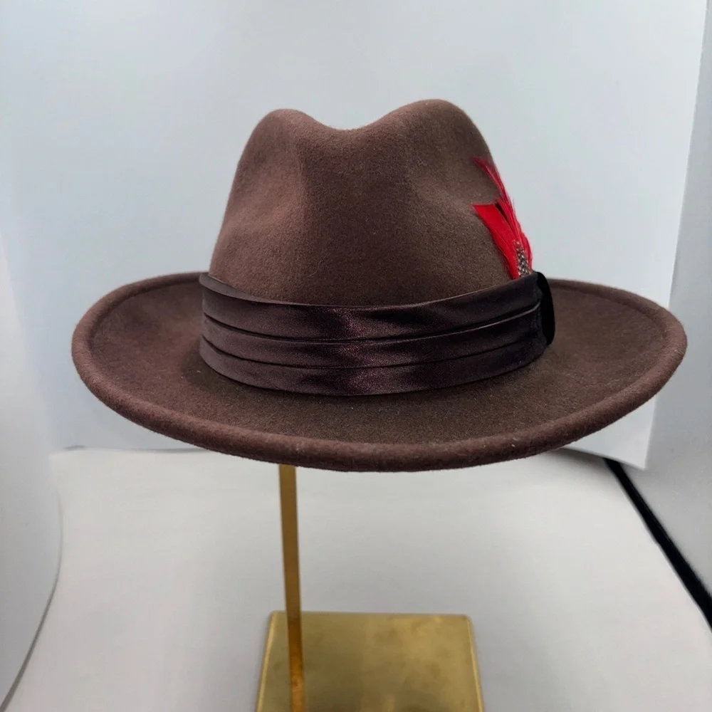 Vintage 80’s St. Patrick wool Dark Brown Fedora with Satin Lining hat
